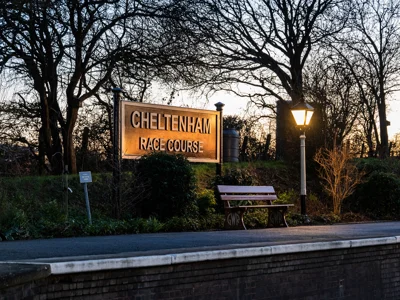 Cheltenham Racesourse Sign Cheltenham Race Course - Gloucestershire Warwickshire Steam Railway