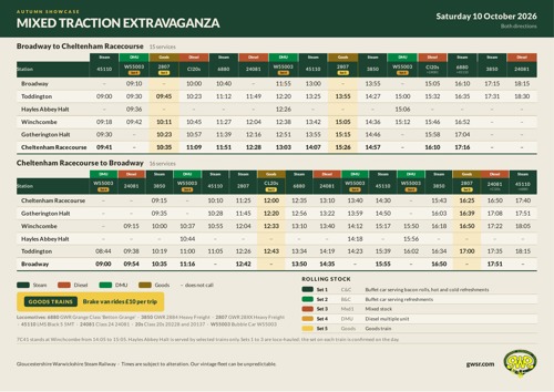 GWSR Gala Timetable Sat 10 Oct COLOUR